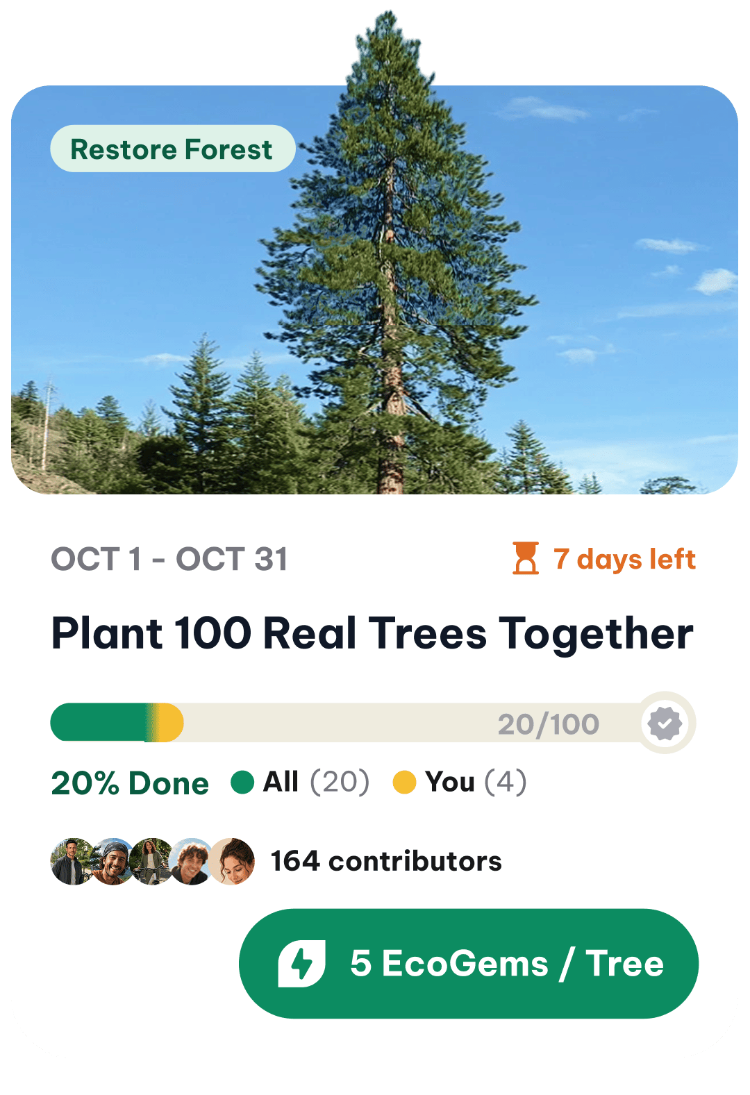 Flex Restore Forest campaign card.